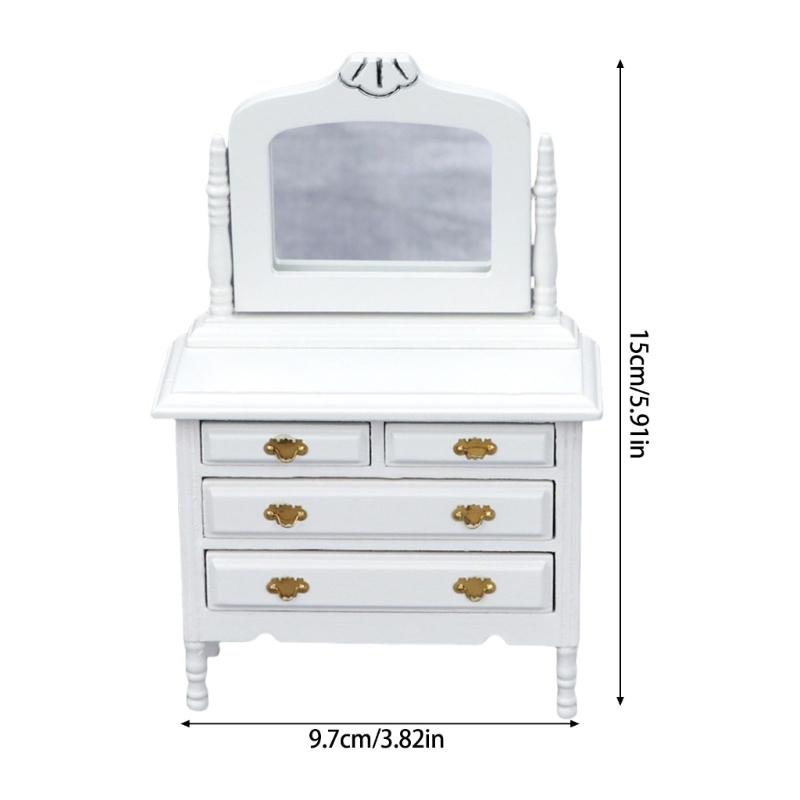 European Style Dollhouses Wardrobe Cabinet Wooden Dresser Toy For 1/12 Scale Miniature Home Decors
