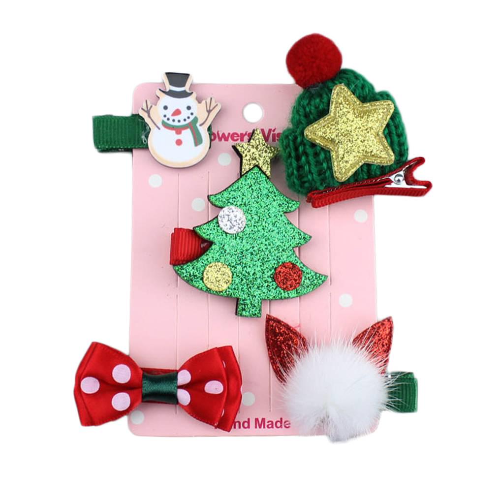 

5 шт./уп. Рождественская заколка для волос, шпилька, детский головной убор для маленьких девочек, зажим-уточка, заколки Cloth