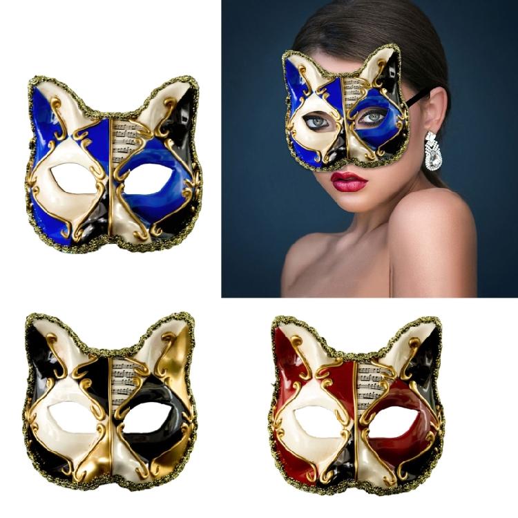 Anspruchsvolle venezianische Katzenmaske für Maskeraden, Mardi Gras, Vintage-Halbmaske für Erwachsene und Partybegeisterte