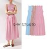 Summer New Women Clothes Honeycomb Format Elastic Round Neck Sleeveless Midi Dress 3067329 3067229