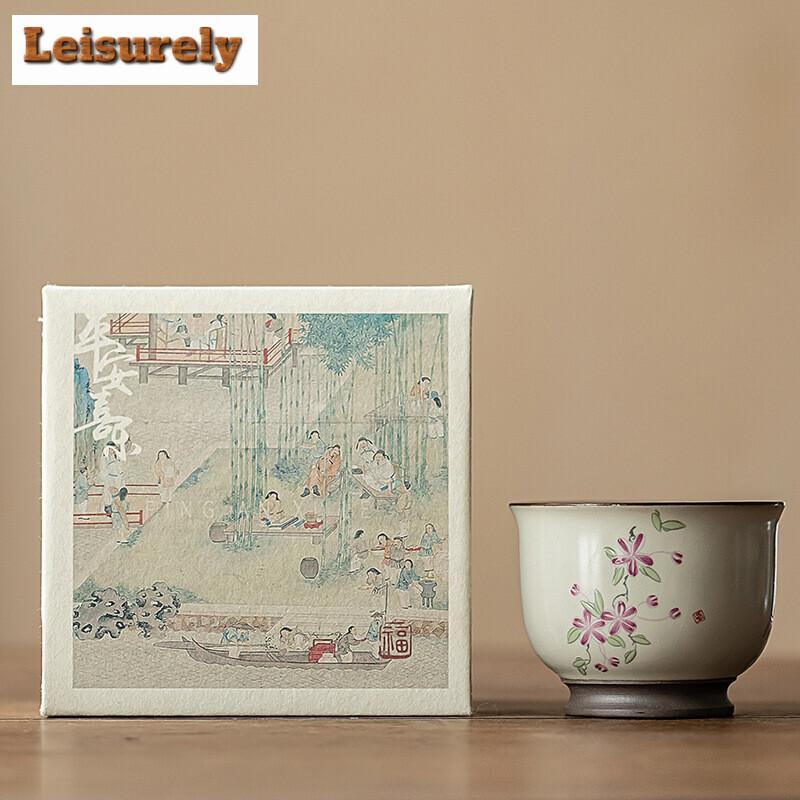 110 ml Imitation Song Ru Kiln Keramik-Teetasse mit Pfirsichzweig, Ruyi-Tasse, einzelne Teeschale für den Haushalt, persönlicher Becher, Chazhan, chinesisches Teeservice