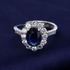 2026 Color Treasure Ocean Heart Set Sapphire Group Set Ring European and American Women's Jewelry Accessories