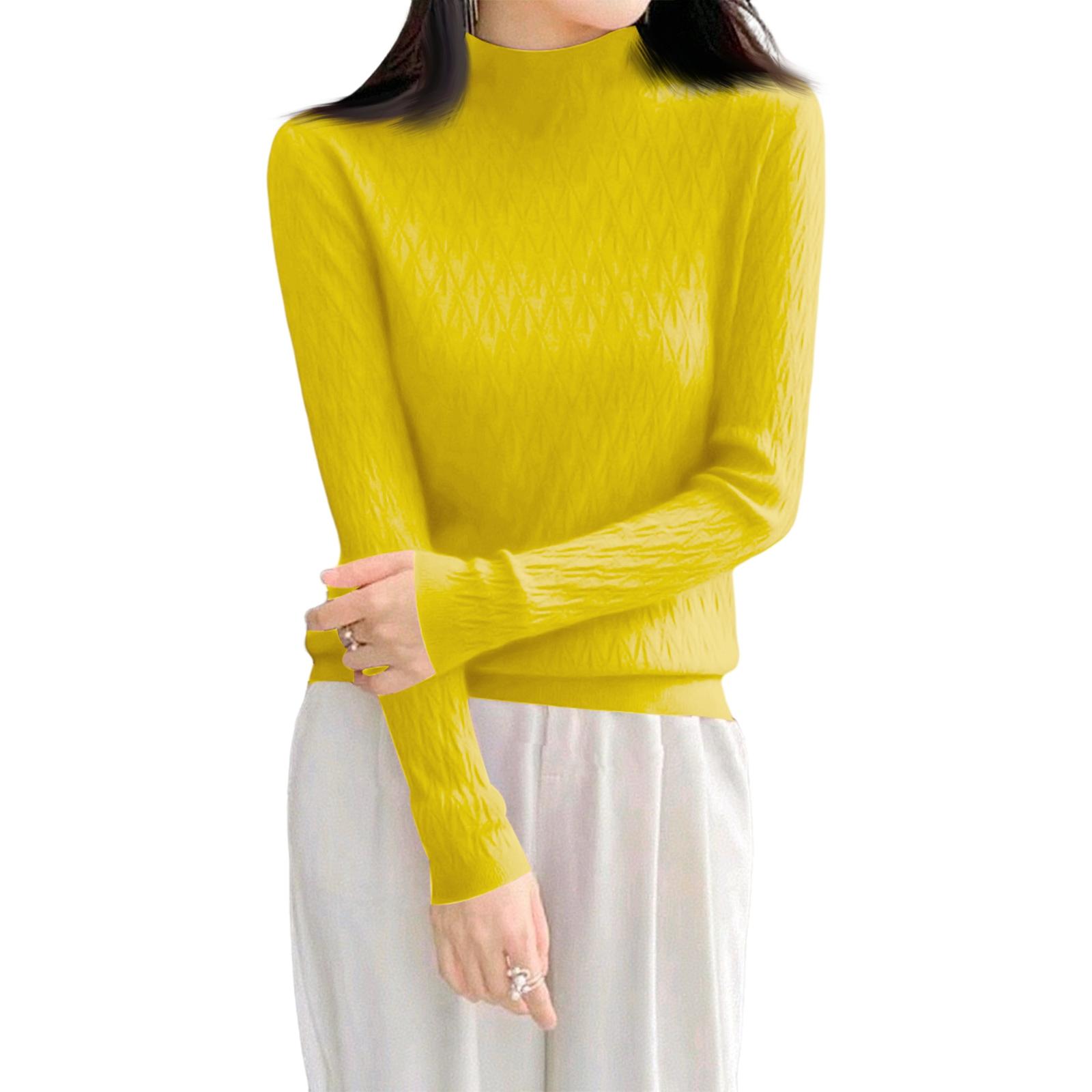 

Women s Slim And Elegant Long-sleeved High-end Base Sweater One Size жёлтый