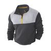 Spring and Autumn Leisure Sports Long Sleeve High Collar Top Color Blocking Half - Zip Waffle Knit Pullover Men’s T-Shirts