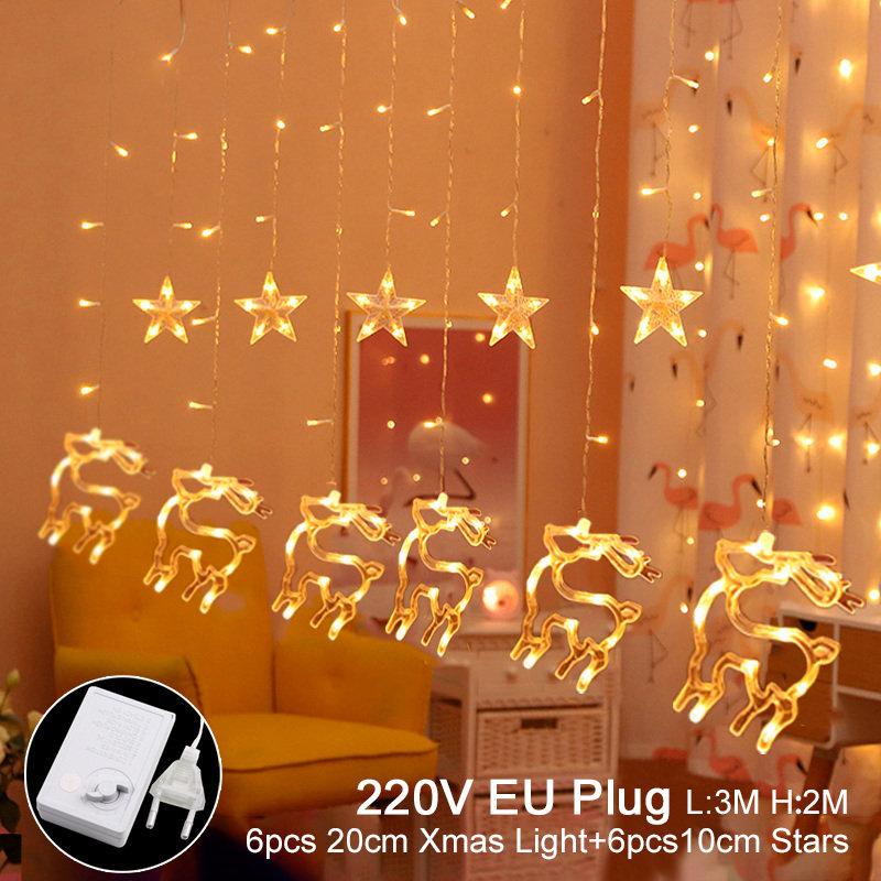 Elk Bell String Light LED Christmas Decor For Home Hanging Garland Christmas Tree Decor Ornament Navidad 2020 Xmas Gift New Year