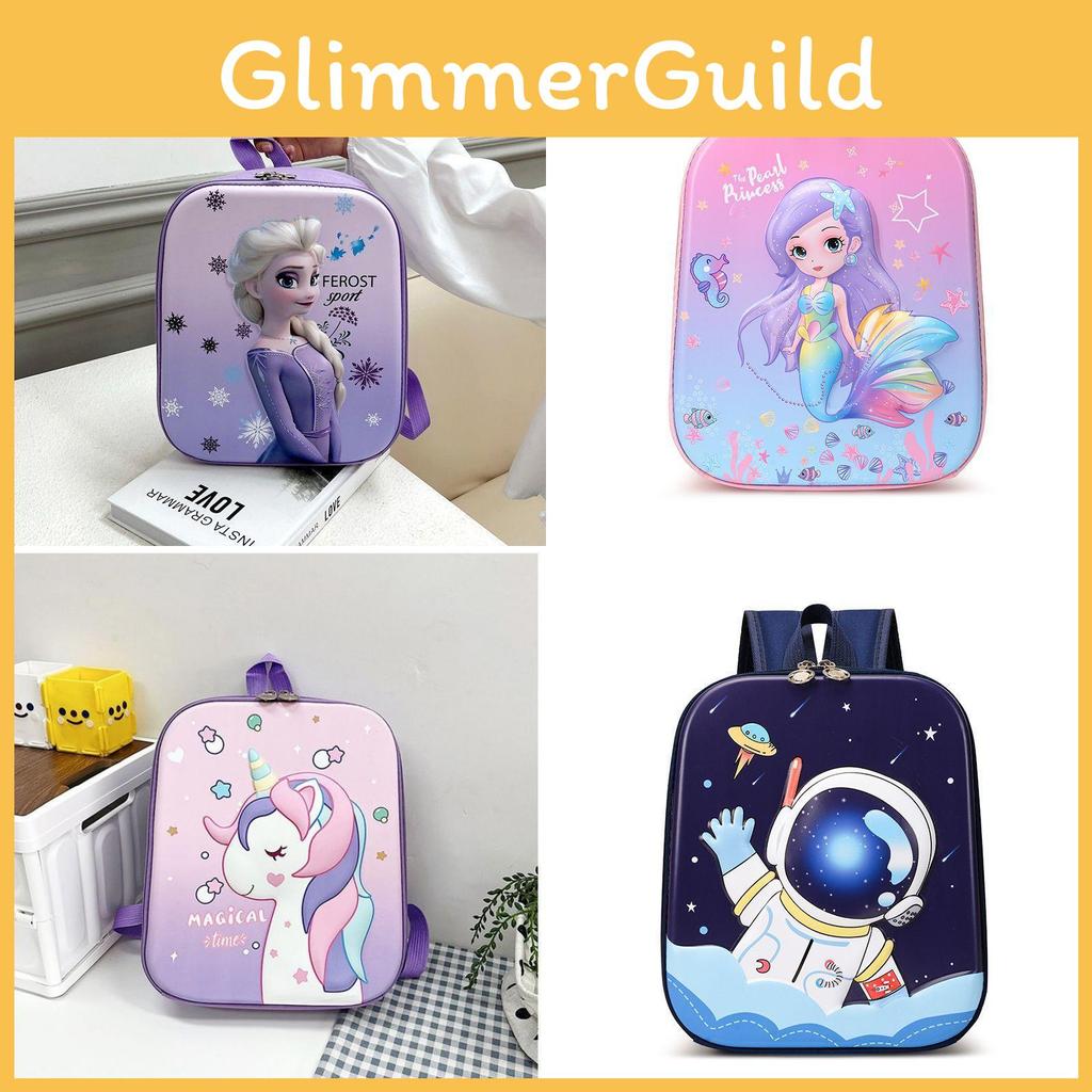 3d Elsa Cartoon Hard Shell Double Shoulder Backpack Unicorn Waterproof Schoolbag