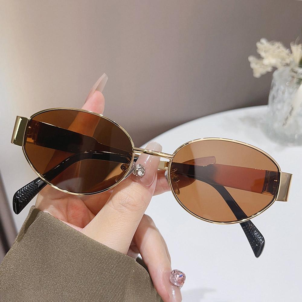 New Fashion Metal Frame Sunglasses For Women Men Vintage Oval Sunglasses Punk Sun Glasse Uv400 Protection Eyewear Classic Shades