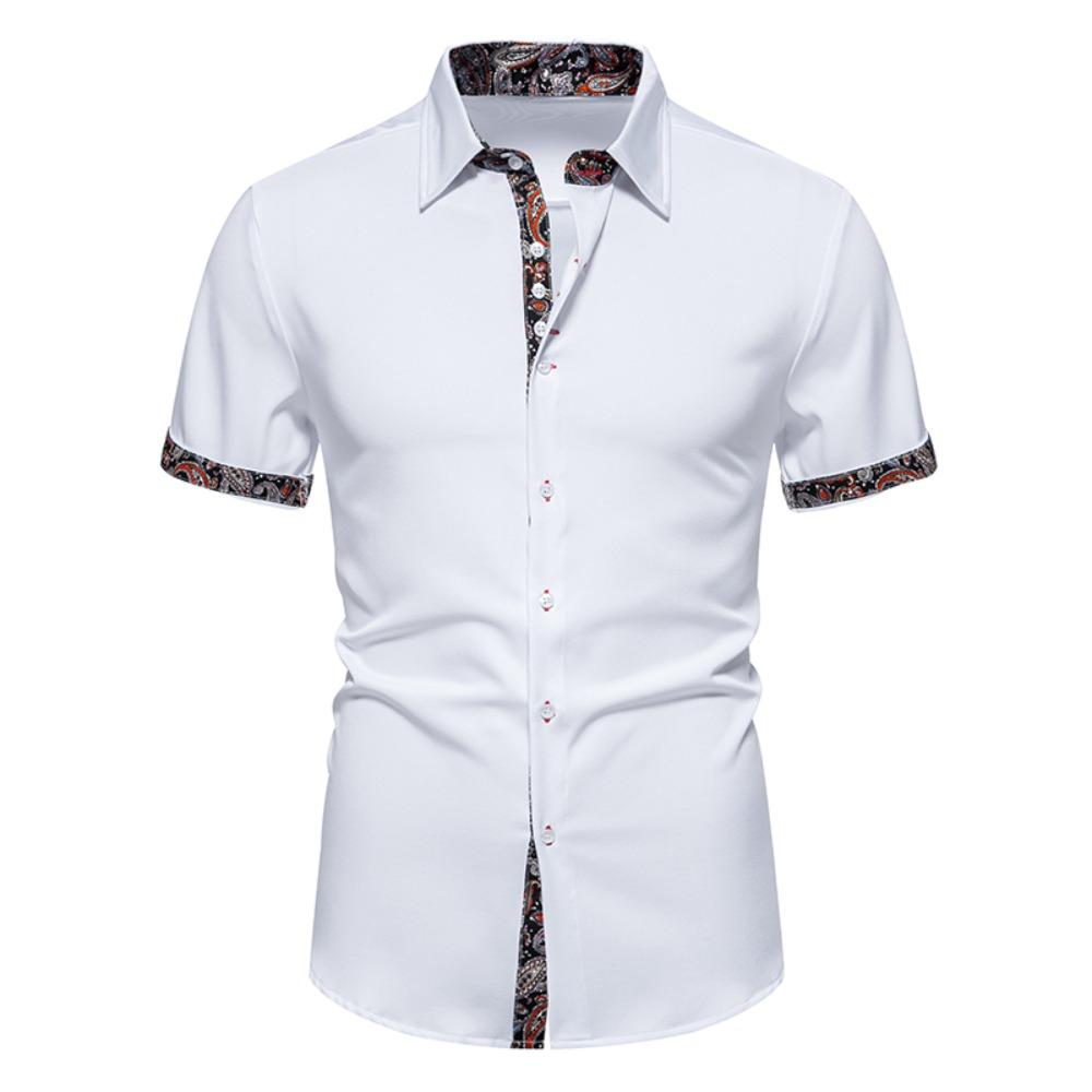 Pánská ležérní košile s krátkým rukávem Formální kostkovaná límcová košile Tide na knoflíky pro muže Polokošile Pánská slim fit trička