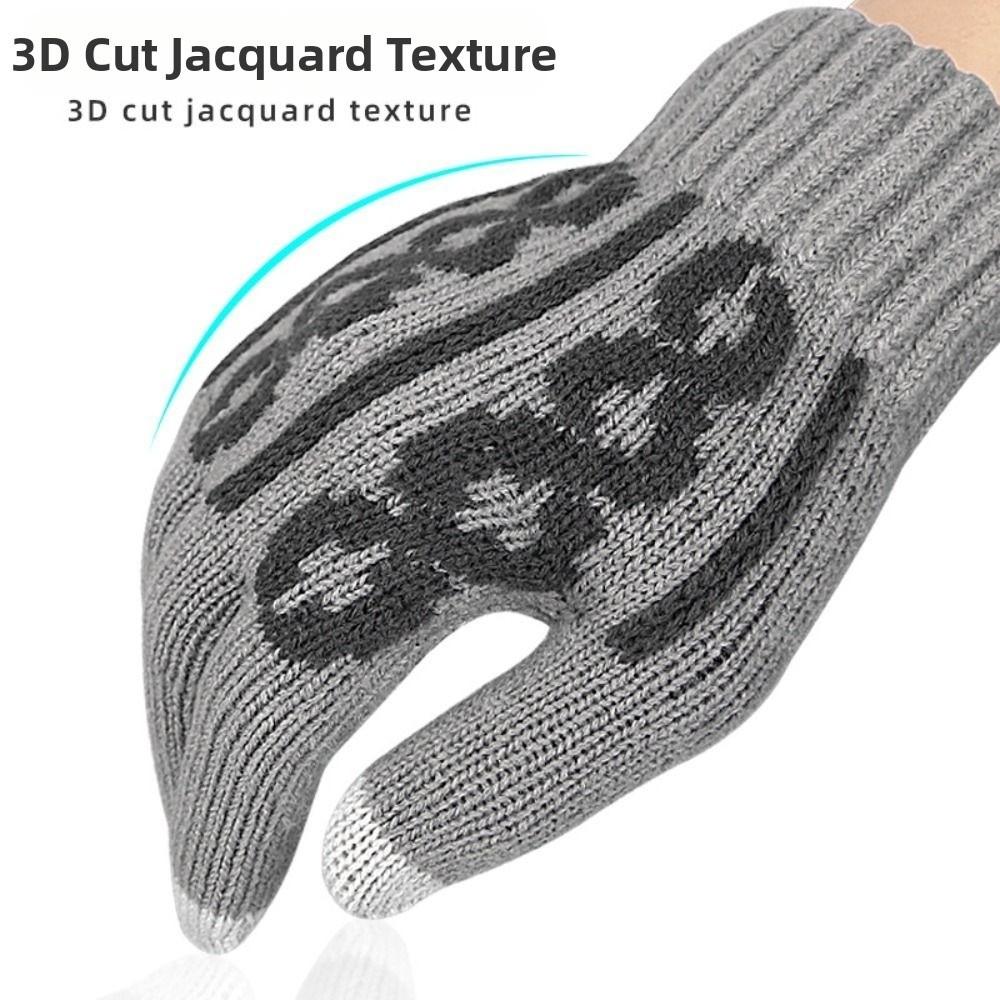 Synthetic Fabric Winter Gloves Jacquard Knit hermal Gloves New Touchscreen Gloves  Cycling Running
