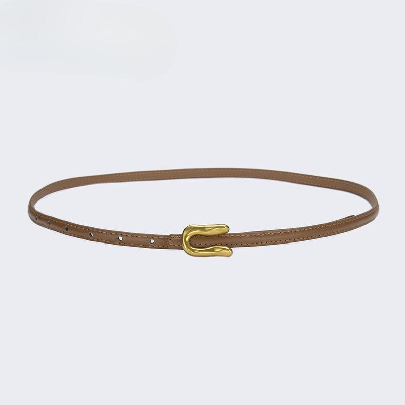 Belt for Women's Thin Jeans Shorts Ins Trendy Leather Narrow Belt Trousers Summer High Waist Soft Black Small Belt Narrow