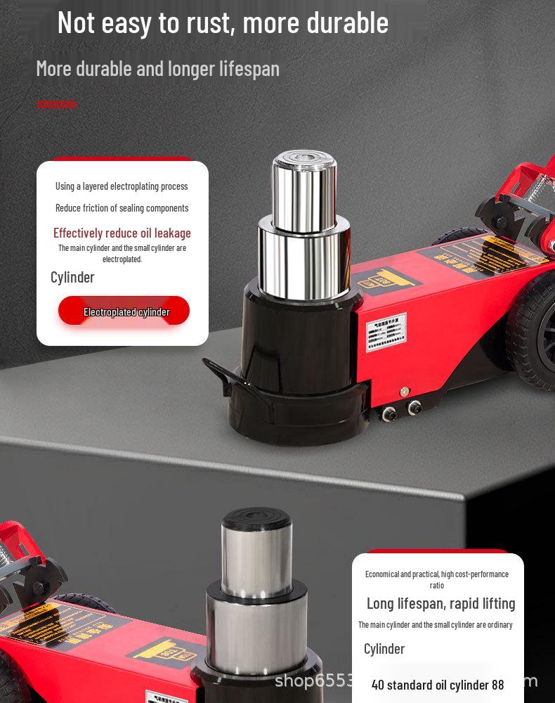 Heavy Duty Horizontal Pneumatic Hydraulic Jack, 80/100 Ton for Auto Repair with Special Air Pressure and 30/50T Hydraulic Oil Capacity.