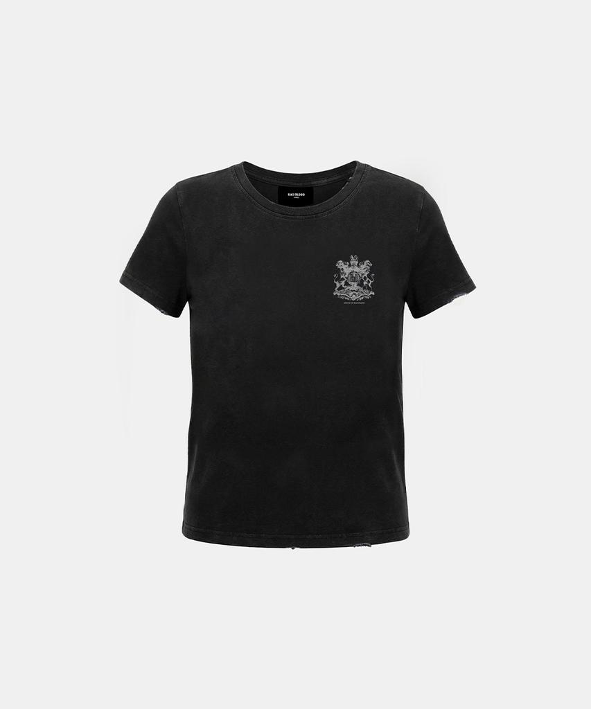 BADBLOOD Lion Crest Print 1/2 T-Shirt - Black