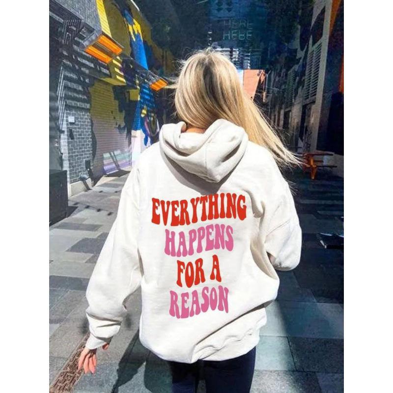 Reason Letter Print Double Hoodie Sweatshirt for Autumn/Winter