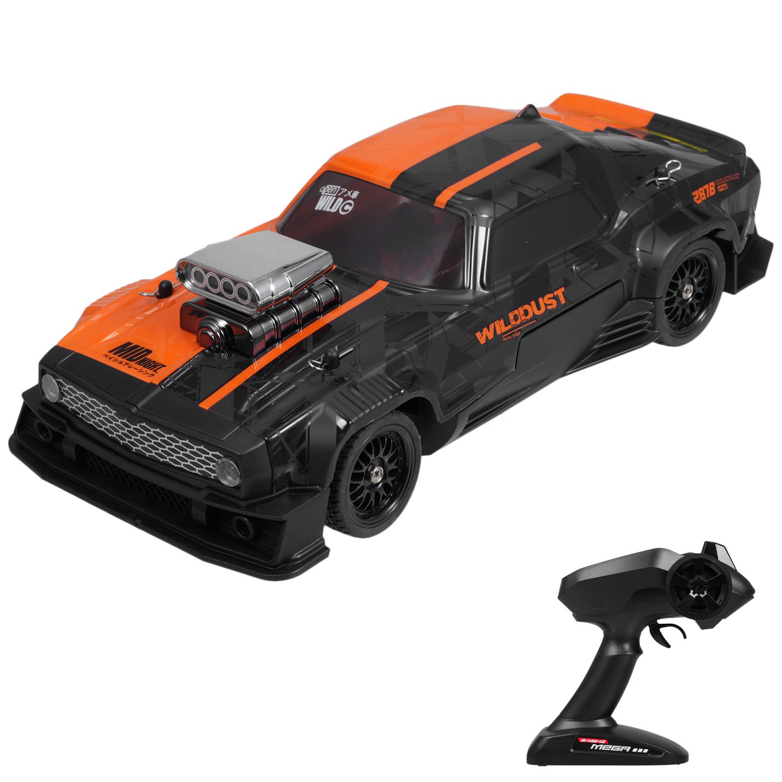 

Remote Control Drift Car, 2.4GHz 1:16 Scale 4WD 50KM H High Speed Model Vehicle with Gyro, LED Lights Drifting Tires, 1xBattery оранжевый