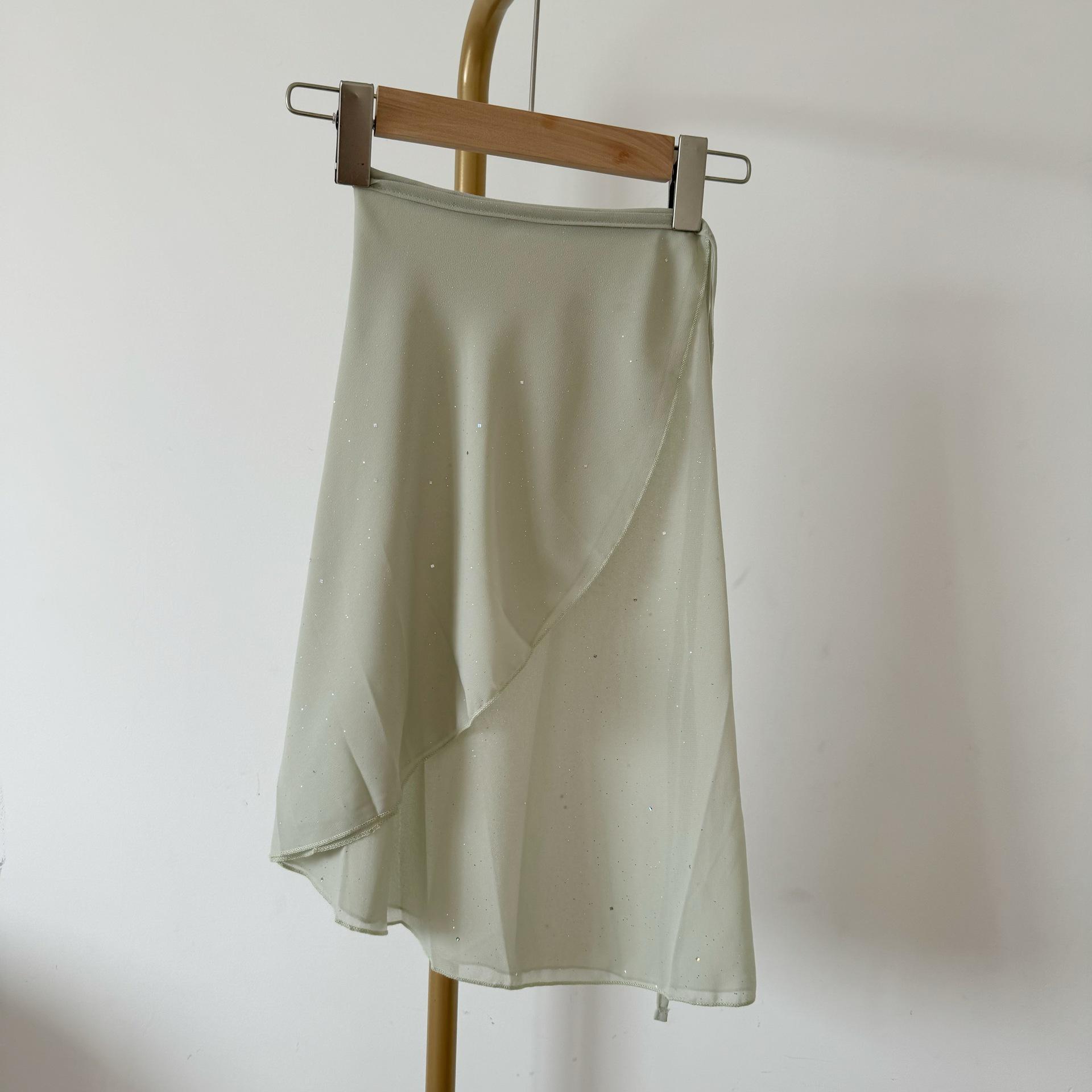 Ballet Tulle Rhinestone Skirt: Women s Irregular Half-Length Dance Skirt One Size