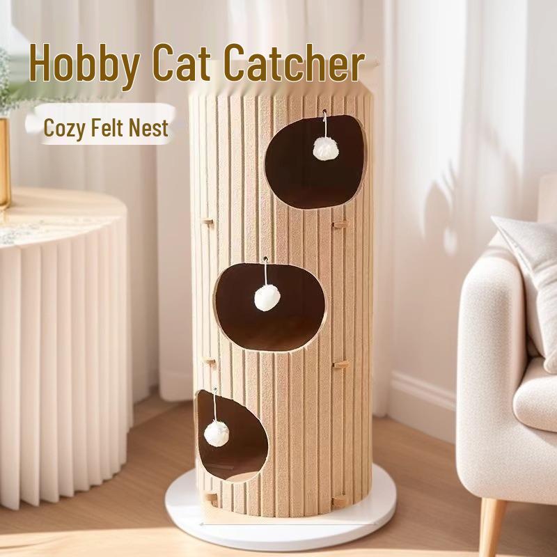 Three-Layer Multi-Purpose Cat Tree with Warm Bed & Scratching Board