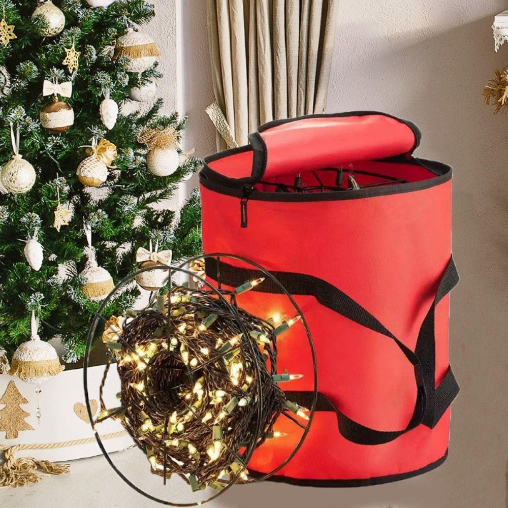 Round Christmas String Lights Storage Bag Red Christmas Light Bag Christmas Storage Bag  Festive