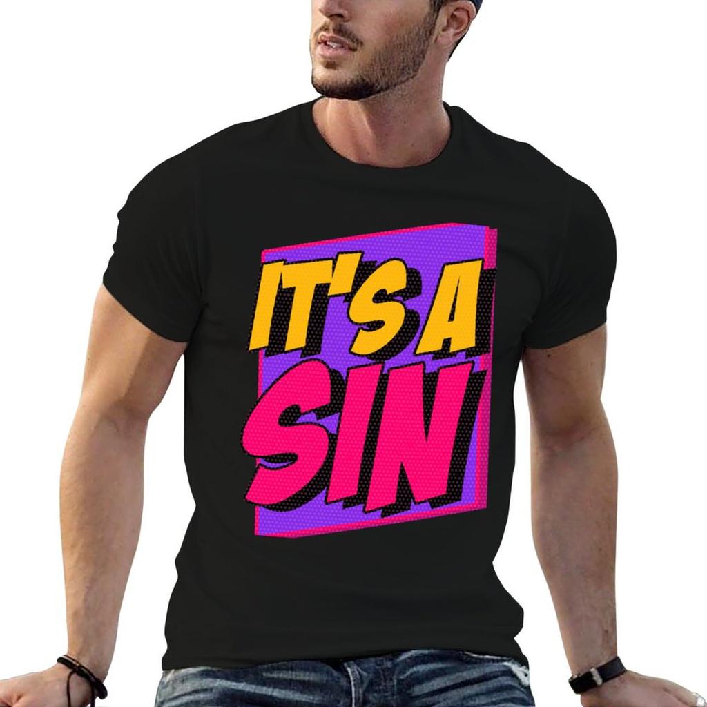 Its a Sin Tv Show Salutation Comic Title TShirt Soft Basic Cotton Short Sleeve Tee