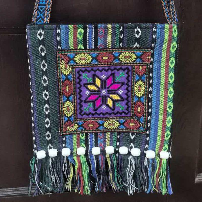 Yunnan Ethnic-Style Hand-Woven Embroidered Crossbody Bag for Women