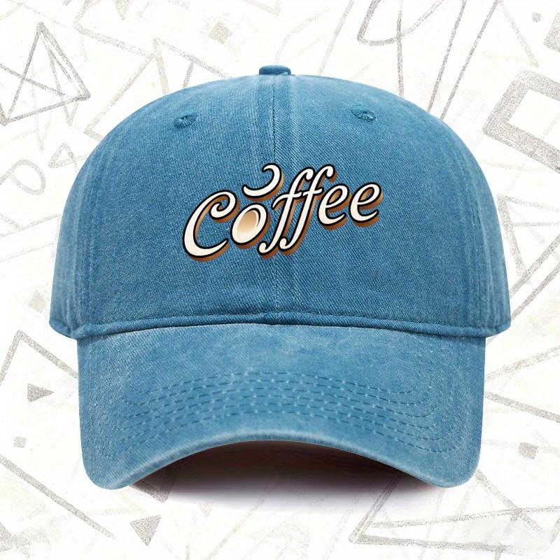 pc CoffeeThemed Vintage Washed Style Baseball Cap Compatible for Men Women Solid Coffee Bean Print AllSeason Hat Hand W