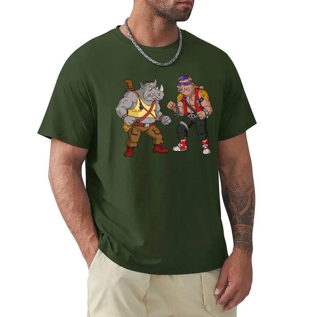 Kawaii Kleidung Sweat Oversize T-Shirt Herren Neue Mode Schwergewicht Kragen Streetwear Bebop Rocksteady - Lustiges T-Shirt mit großem Aufdruck