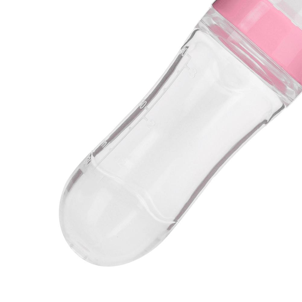 90ml Silicone Baby Toddler Feeding Bottle with Spoon   Food Cereal Squeeze Feeder