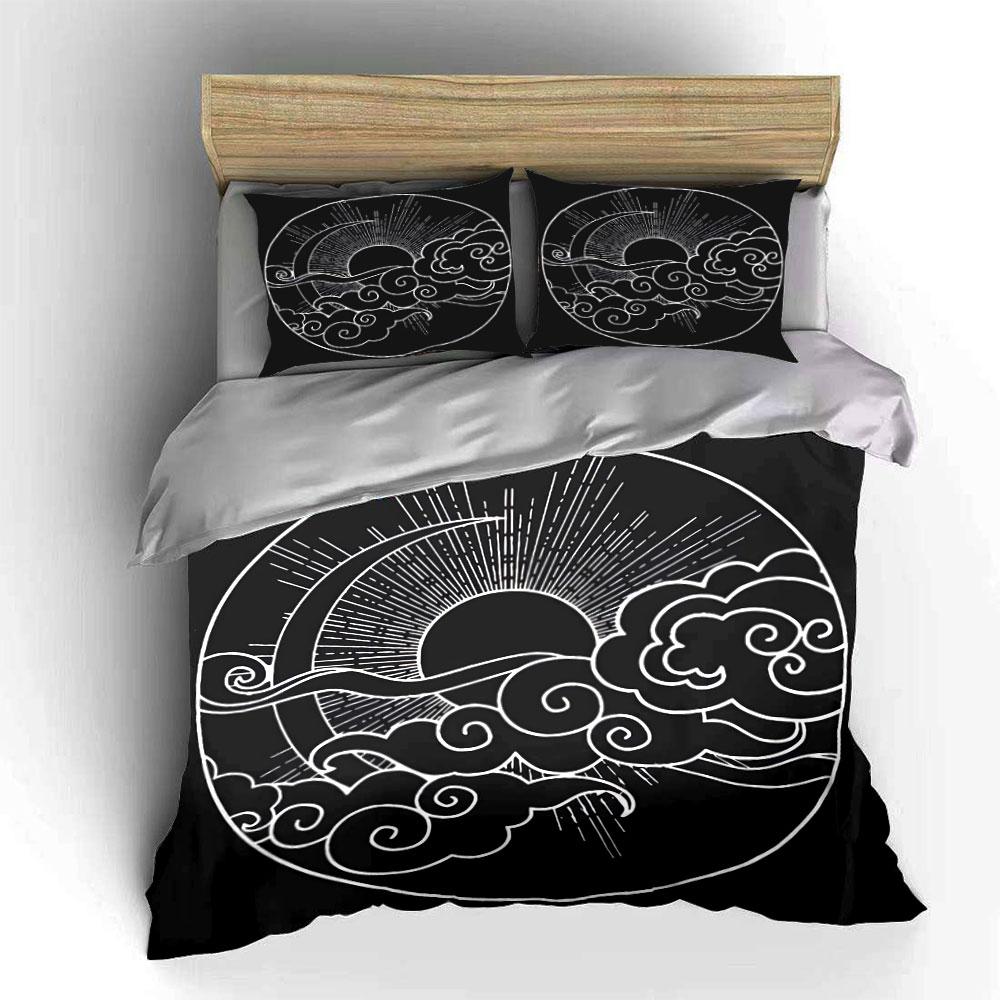 Moon Sun Clouds Decoration Set Bedding Set with 1 Duvet Cover 2 Pillowcases Single Double King Queen, Gift