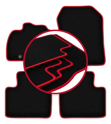 Velour Floor Mats with Red Edge For: Renault Zoe Hatchback (2013-)