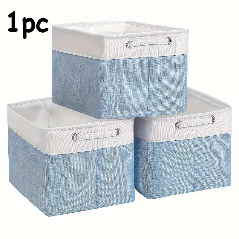 Foldable Canvas Storage Bins with Handles, Sturdy Cubic Organizer for Home, Office, Nursery, Closet (Simple Color Matching)