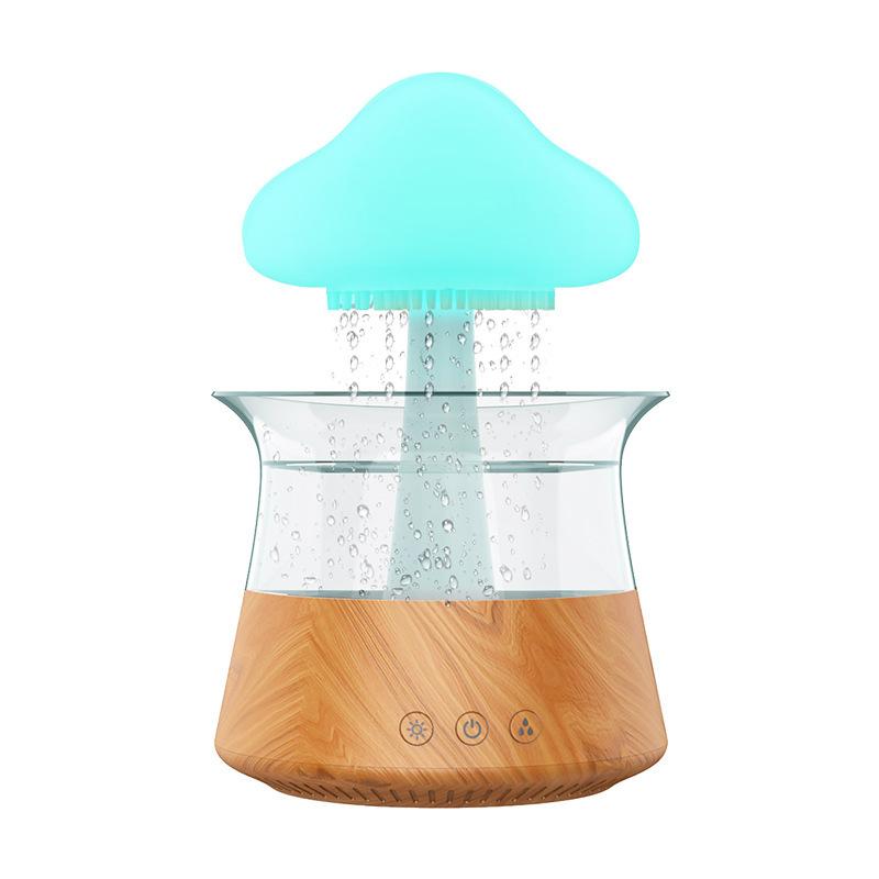 Multifunctional Mushroom Cloud Humidifier 300mL Household Heavy Fog Humidifier with Night Light Rain Drop Aromatherapy Machine