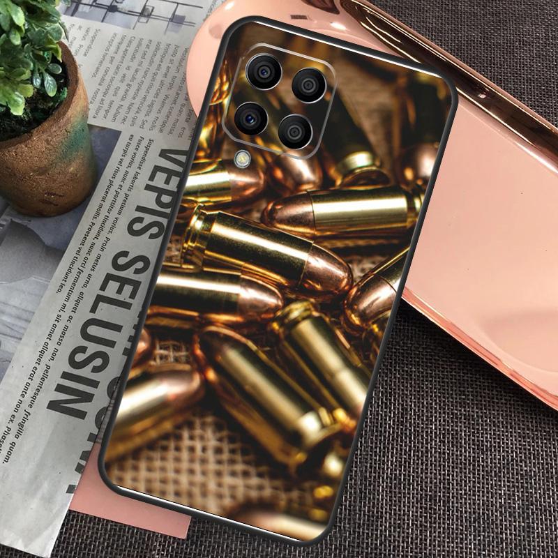 Military Gun Bullets Collage For Samsung Galaxy M34 M54 M14 M53 M33 M13 M12 M32 M52 M20 M15 M55 M21 M51 M30s M31s Case