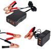 12V 24V to 5V Portable USB Power Adapter 3 Charging Ports Battery Clip for Car Truck Camping Emergency Use