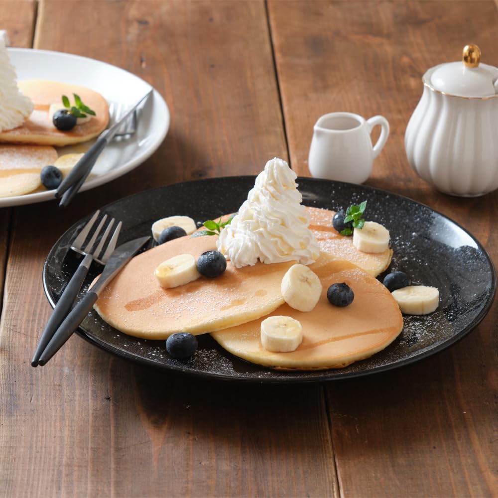 Official YAMATSU STANDARD 28cm Dinner Plate, Large, Main Dish, Dishwasher and Microwave Safe, Ceramic, Lightweight, Black, OC1 3308