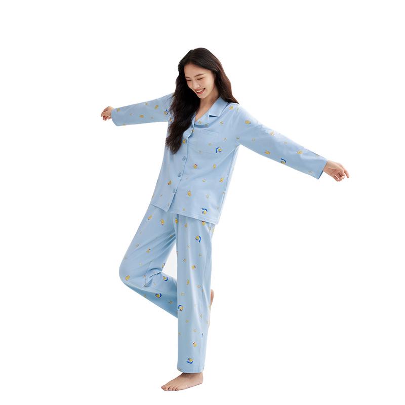 Women's Autumn Bear Print Modal Cotton Pajama Set