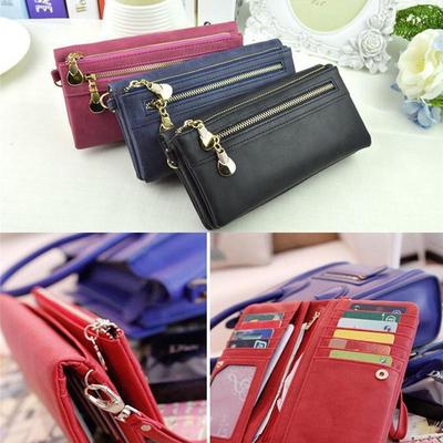 Fashion Purses Multifunction Retro Long Leather Zipper Clutch Design Pouch Wallet