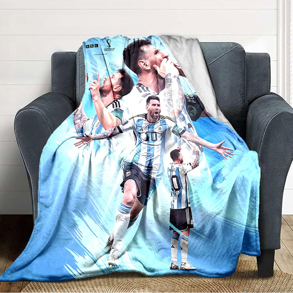1pc Football Star (2) Blanket, Gift, for Men and Women, Soft Blanket, Good for Sofa Bed Couch Travel, Lightweight Flannel Blanket