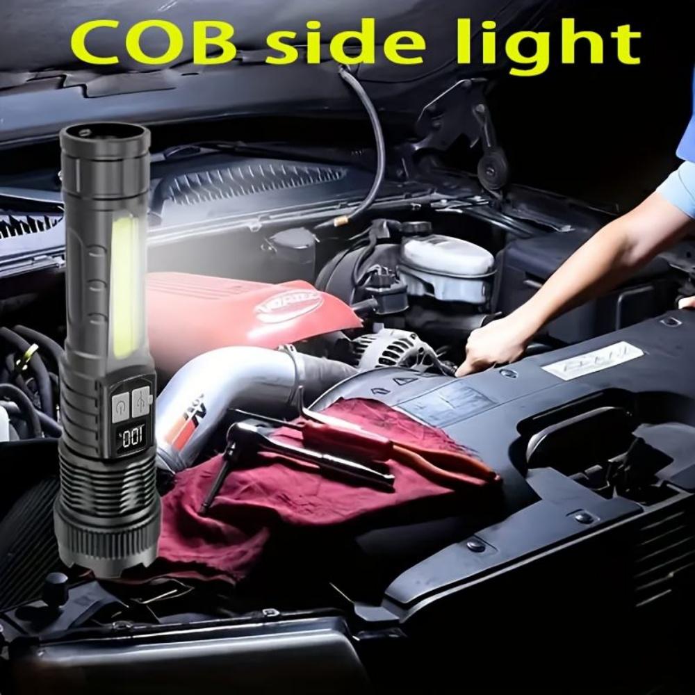 High Power USB Rechargeable Flashlight Ultra Bright LED Digital Torch Light Camping Outdoor Flash Light Emergency Flashlights