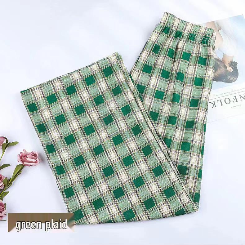 Spring/Summer 2025 Women's Checkered Loose Slimming Wide-Leg Pants - Korean Style Trend