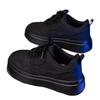 Pure black men's shoes spring non-slip and wear-resistant thick-soled construction site work shoes casual versatile sports breathable board shoes