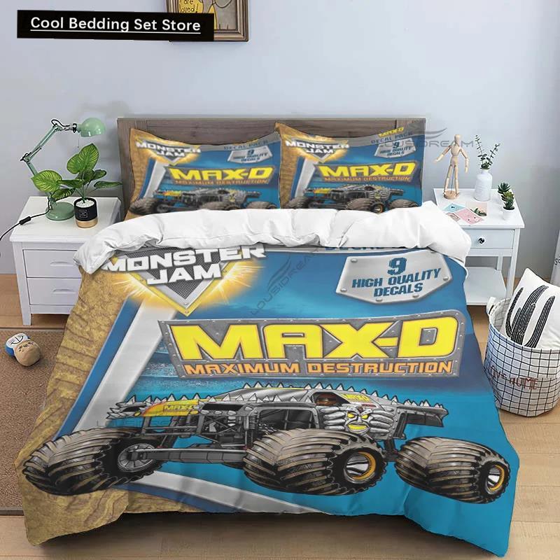 3D Super Monster Truck Monster Jam Comforter Bedding SetDuvet Cover Bed Set Quilt Cover PillowcaseKing Queen Size Bedding Set