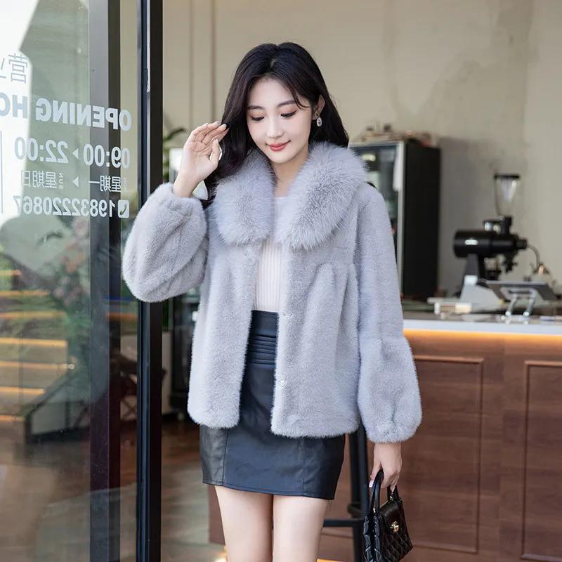 

WTEMPO Solid Color Elegant Casual Large Size Button Faux Fur Coats Women s Winter Casual Loose Thick Warm Cold-proof Windproof Coats with Pockets XL серый