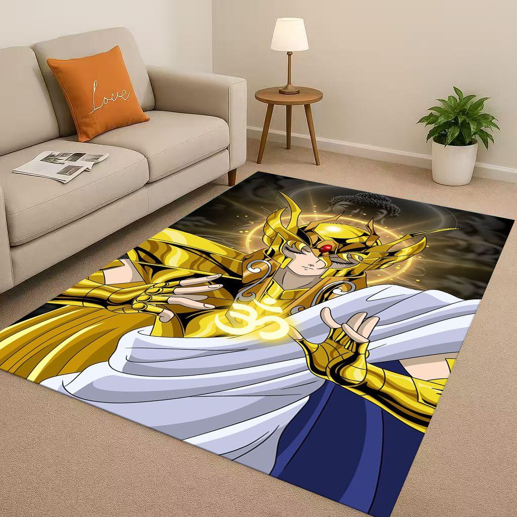 Retro Saint Seiya Shiryu Athena Cartoon Living Room Non Slip Area Rug Carpet for Bedroom Sofa,Easy Clean Home Decor Doormat Kids
