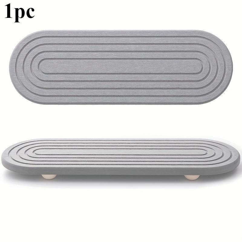 

A Diatom Mud Table Mat with Wooden Post Feet, Featuring A Classic Rectangular Design, Suitable for Maintaining A Dry and Tidy 10x30cm світло-сірий колір