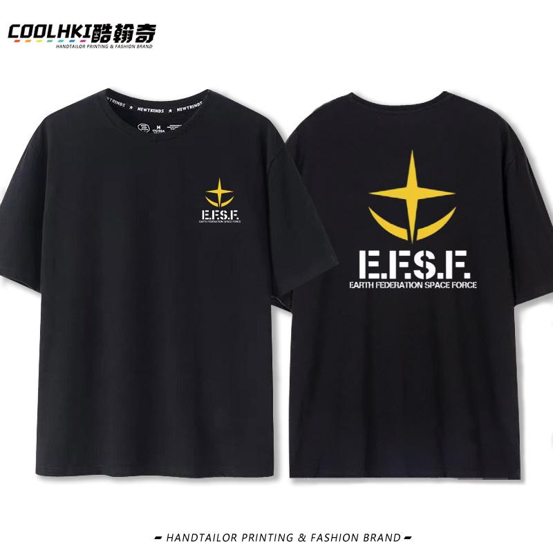 Anime Mobile Suit Gundam EFF Earth Federation Army Anaheim Company Peripheral Cotton Short Sleeve T-Shirt Men's