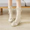 Girls High Heels Shoes Fashion Princess Wedding Party Shoes Cross Tied Bow High Heel Boots Women's Boots Ladies Shoes 30-46