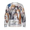 Round Neck 3D Cat Printed T-shirts Casual Long Sleeved Men's T-shirts - Soft Medium Stretch Polyester Fabric Spring and Autumn Relaxed Fit Clothing