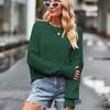 Ladies Autumn Winter Lantern Sleeve Round Collar Pullover Warm Solid Color Knitted Sweater Knitwear Top