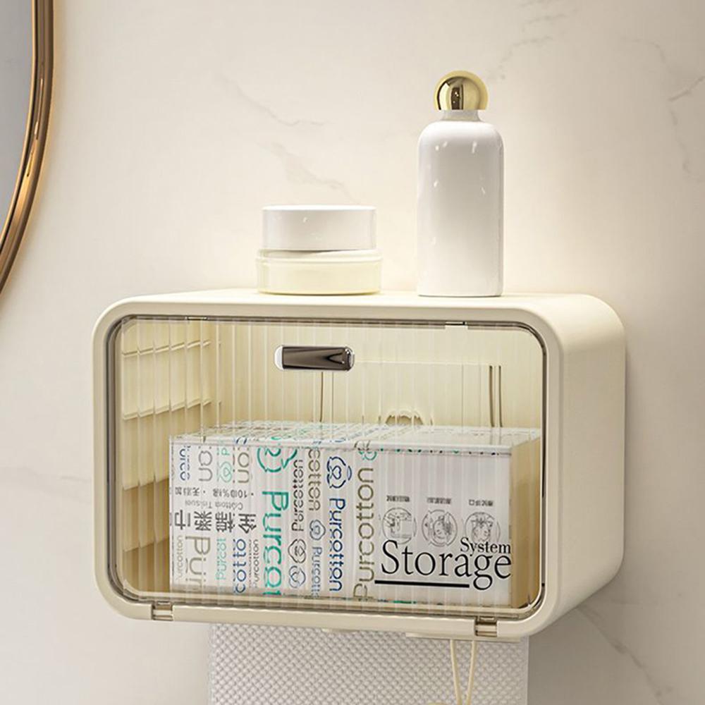 Wall Mounted Transparent Waterproof Tissue Box for Toilet Dormitory Bathroom Roll Paper Face Towel Storage Organizer