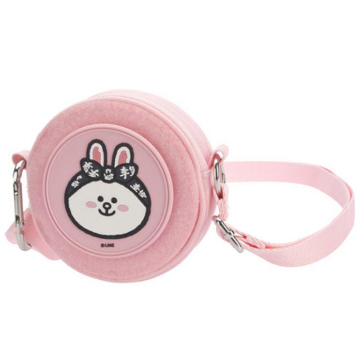 Li Ning X Line Friends Collaboration Zipper Closure Cony Rabbit Plush Crossbody Bag Unisex bags Pink ABDQ460-3 Pink