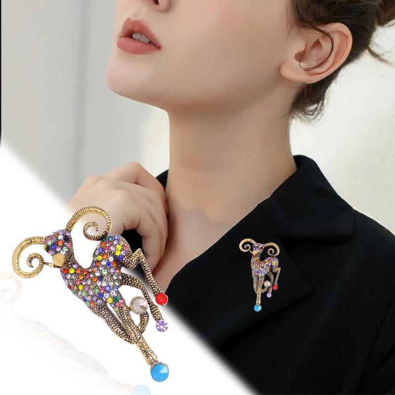 Shiny Baroque Sheep Goat Brooch Pin 1Pcs Luxury Jewelry for Wedding Birthday Party Couple Gift